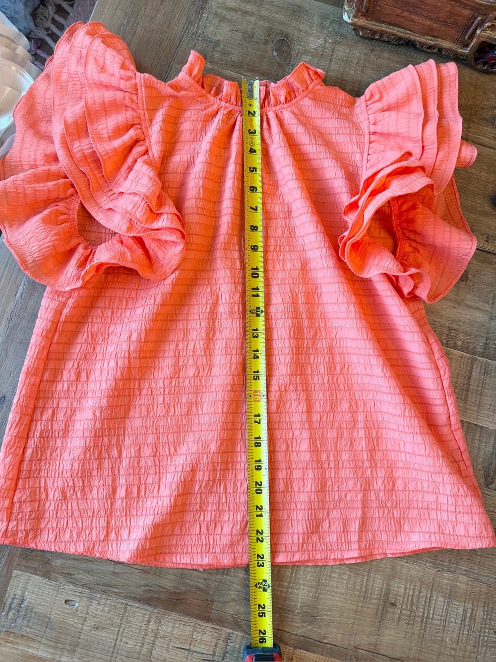 THML Coral/Orange Flutter Sleeve Blouse. Women’s Sz-S Dopamine | Feminine - Picture 8 of 9
